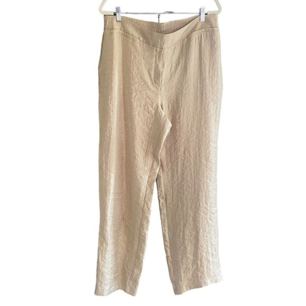NWT CHICO'S TRAVELERS Women's Size 2 Welt Pocket Pant Gold Shimmer Fully Lined